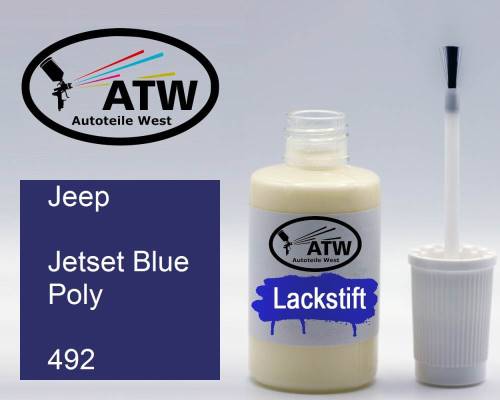 Jeep, Jetset Blue Poly, 492: 20ml Lackstift, von ATW Autoteile West.